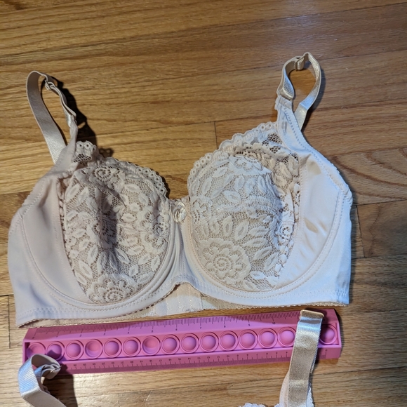 Set of 2 Beige 40E Lace Bras Underwire Full Cup Bra Women's Plus Size - Picture 5 of 11
